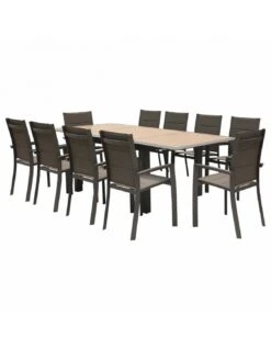 Table De Jardin Allure Extensible 10 Places - Aluminium Imprimé Effet Bois -Produits De Jardin table extensible allure 10 places aluminium imprime effet bois 1 2