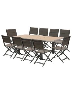 Table De Jardin Allure Extensible 10 Places - Aluminium Imprimé Effet Bois -Produits De Jardin table extensible allure 10 places aluminium imprime effet bois 1 8