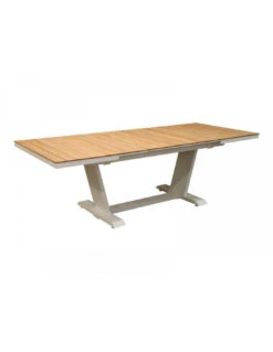 Table Extensible Amber - 180/240x100x76 Alu/Teck FSC100% - Blanc/Teck