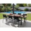 Table Louisiane II Extensible - Aluminium Graphite Plateau OAK - L.187/247 X L.100 X H.76 Cm -Produits De Jardin table louisiane ii extensible aluminium graphite plateau oak