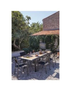 Table Louisiane II Extensible - Aluminium Graphite Plateau OAK - L.187/247 X L.100 X H.76 Cm -Produits De Jardin table louisiane ii extensible aluminium graphite plateau oak 2