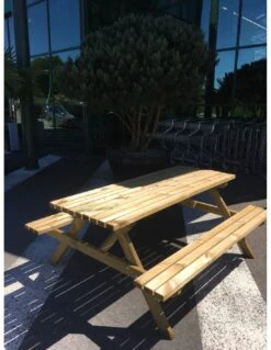 Table Pique-niques 200 X 150 X H80 Cm En Bois Massif Traité -Produits De Jardin table pique niques 200 x 150 x h80 cm en bois massif traite 2
