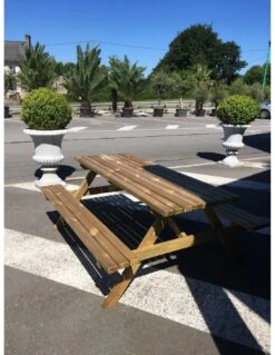Table Pique-niques 200 X 150 X H80 Cm En Bois Massif Traité -Produits De Jardin table pique niques 200 x 150 x h80 cm en bois massif traite 3