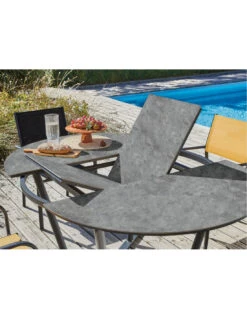 Table Valenza 125/175 X 125 En Aluminium / SPC - Graphite / Gris -Produits De Jardin table valenza 125175 x 125 en aluminium spc graphite gris 1 2