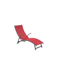 Transat Pliant Samba - 4 Positions - Aluminium Anodisé - Graphite / Grenade -Produits De Jardin transat pliant samba 4 positions aluminium anodise graphite grenade 4