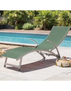 Transat Pliant Samba - 4 Positions - Aluminium Anodisé - Graphite / Olive